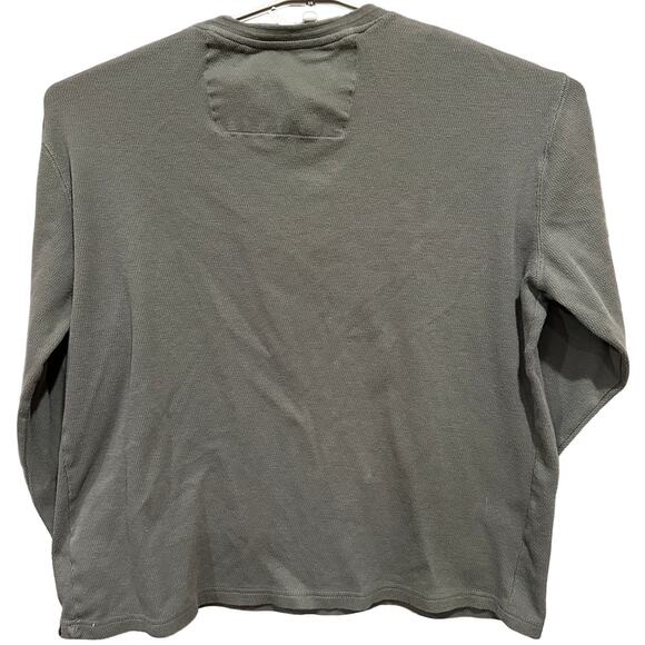 Gable Grant Mens Henley Shirt XXL Green Long Sleeve 100% Cotton Rustic STAIN - Picture 2 of 9